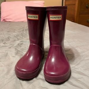 Plum colored Hunter boots